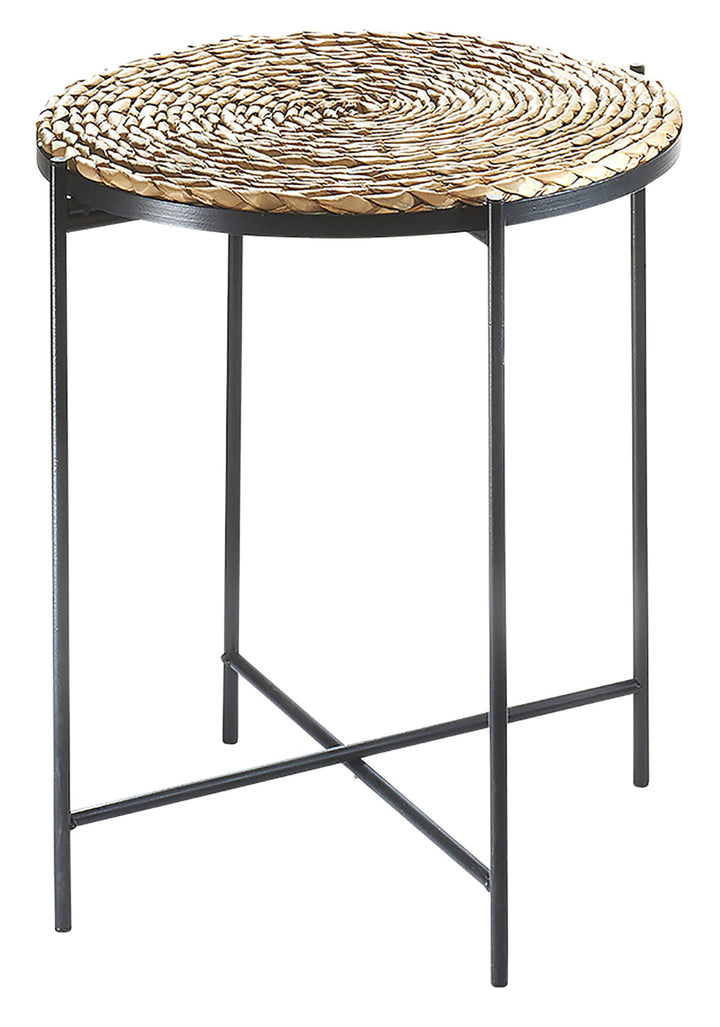 Kobolo Beistelltisch Coffee aus Seegras und Metall - Tablett - 38x38x45cm, 38x38x45