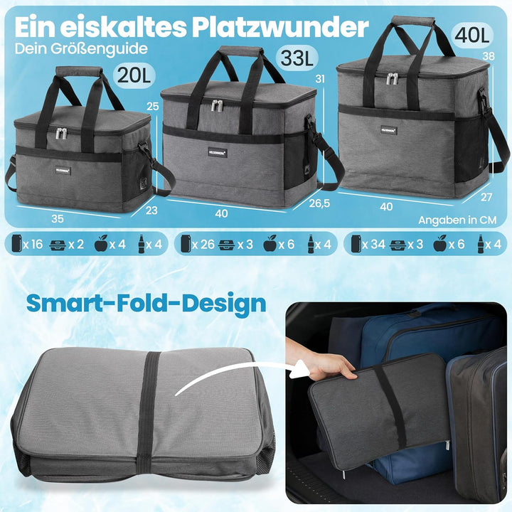 HELDENWERK Kühltasche gross faltbar – Kühlbox bis zu 12h Kühlleistung auslaufsicher &amp; wasserdicht –