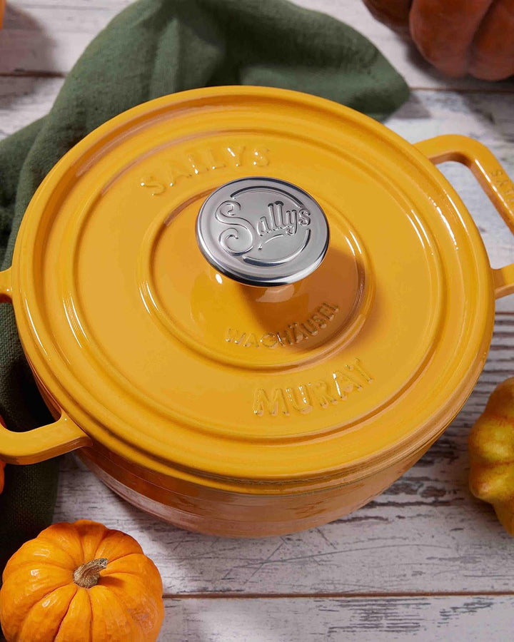 Sallys Medium Gourmet Gusseisentopf inklusiv mit Deckel, emaillierte Beschichtung, Für alle Herdarte