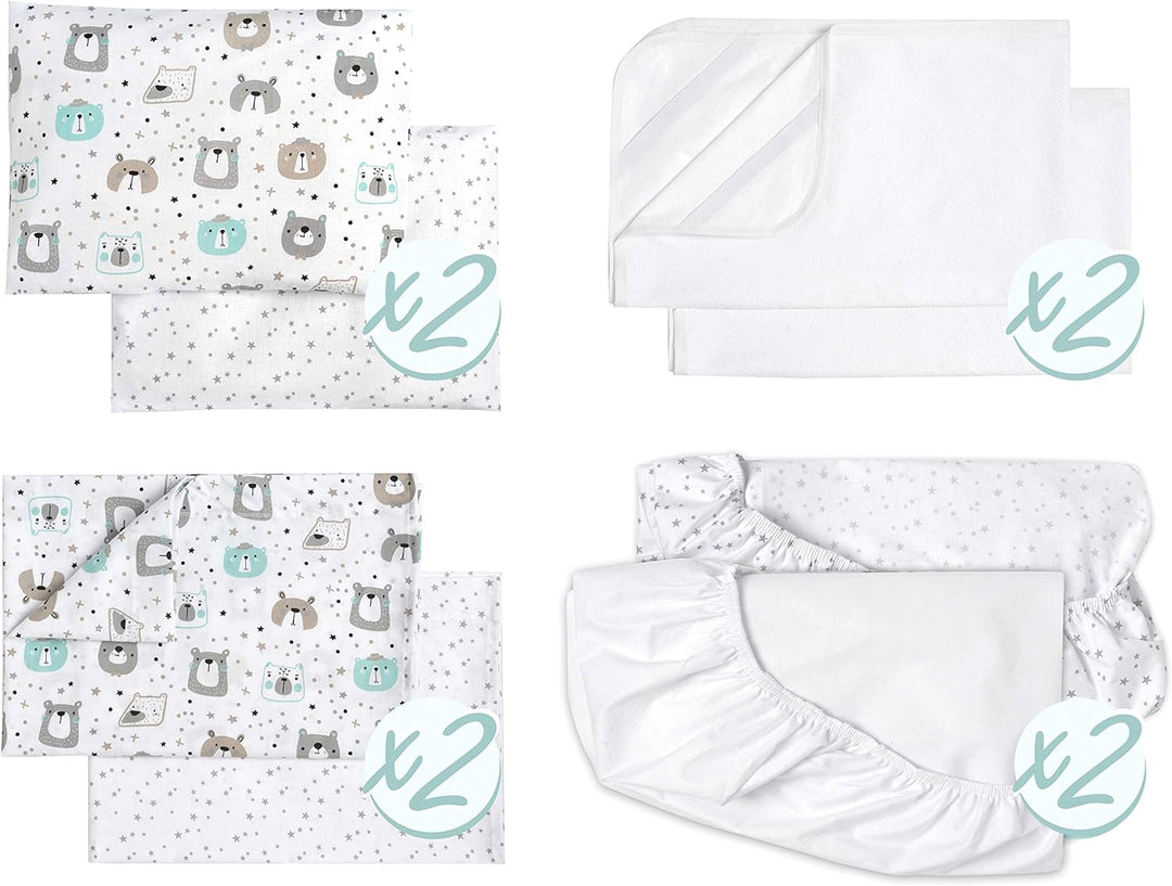 FlyIdeas Next 2 me Spannbettlaken Beistellbett Baby 83x50 cm, 8 STK. - 100% Zertif. Baumwolle - Komp