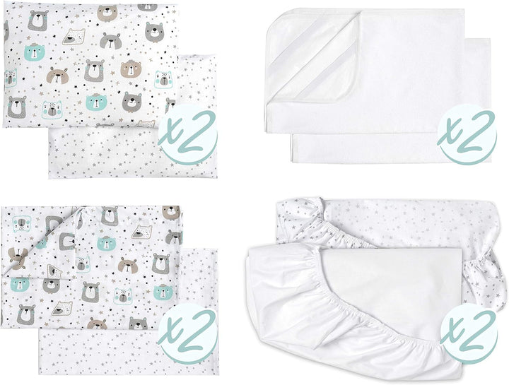 FlyIdeas Next 2 me Spannbettlaken Beistellbett Baby 83x50 cm, 8 STK. - 100% Zertif. Baumwolle - Komp