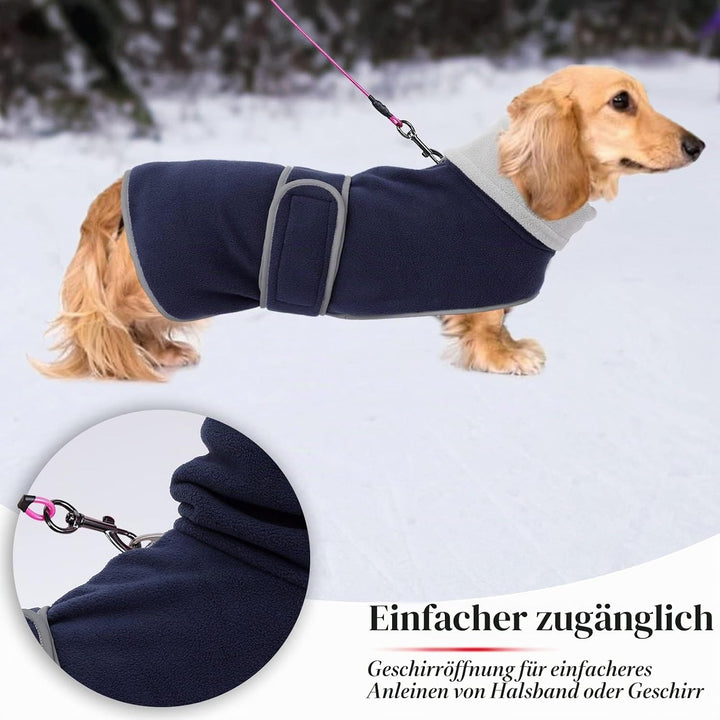 Geyecete-Polarfleece Winter hundemantel fur Dackel,Miniatur Dackel Pullover,Warmes Einstellbar Hunde