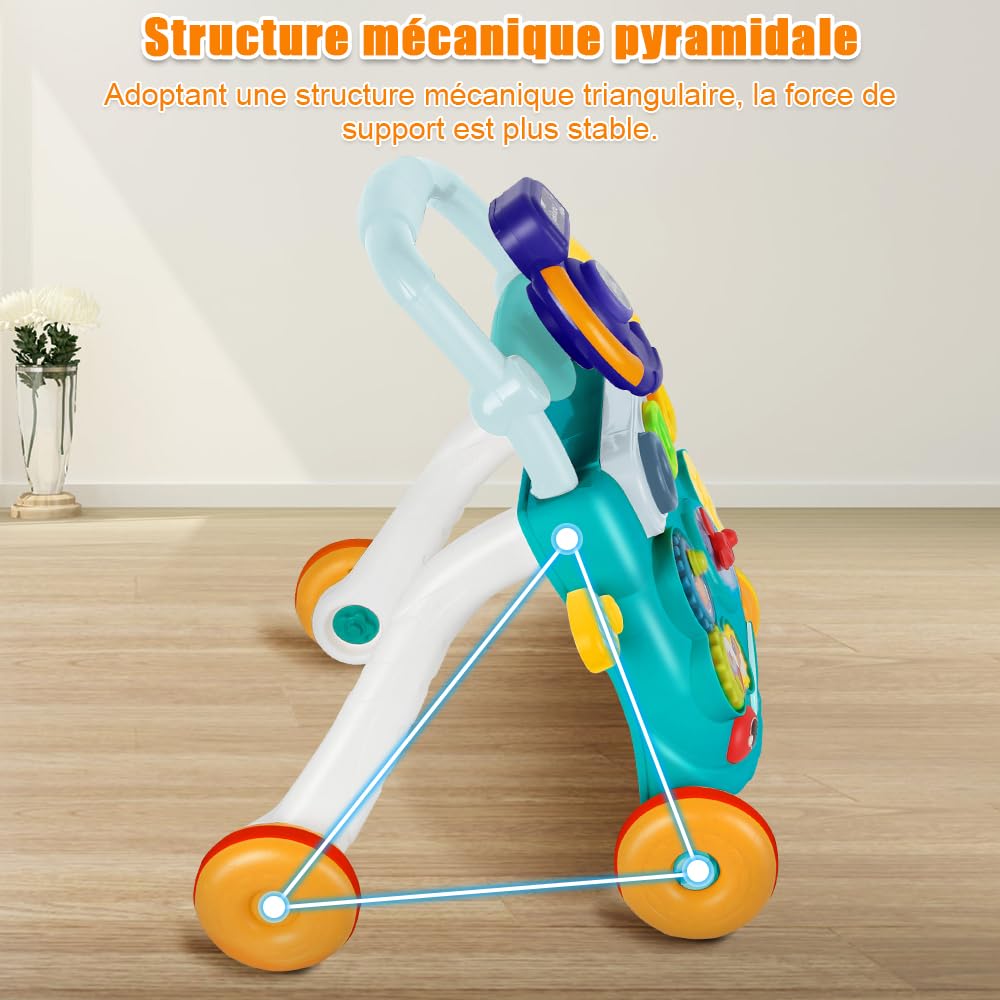 Lauflernhilfe für Babys, Laufwagen, Lauflernhilfe für Babys mit Musik-Player, stossdämpfendes Rad, G