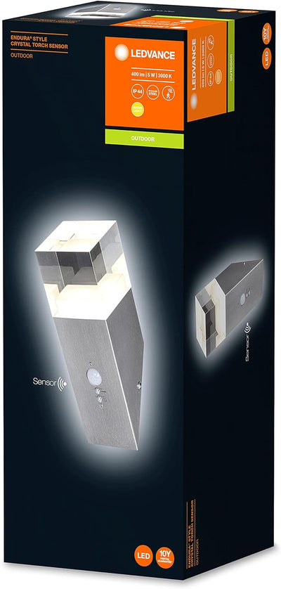 LEDVANCE LED Wandleuchte, Design Leuchte in Kristalloptik für Aussen mit Bewegungsmelder, Warmweiss