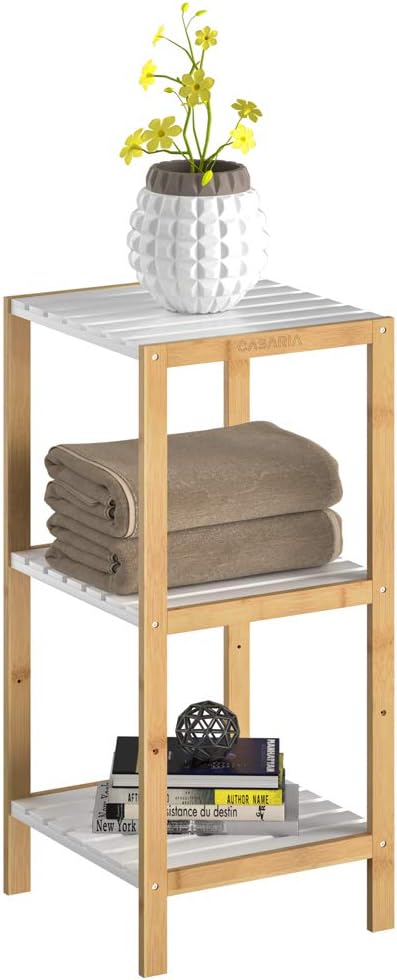 Casaria® Badezimmer Regal Bambus Holz 3 Ablagen Belastbarkeit 30kg Küche Wohnzimmer Bad Diele Bücher