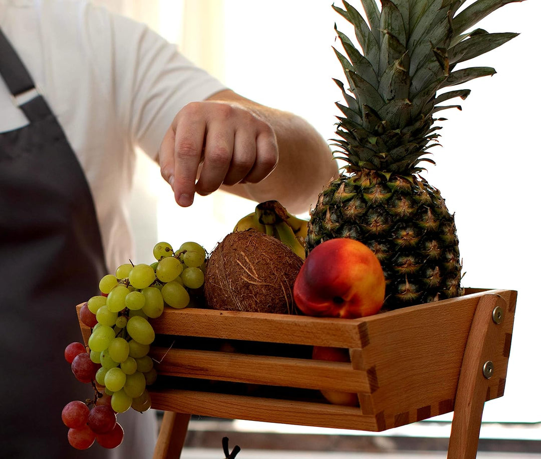 B4K Obstkorb aus Buchenholz | Grösse 24x32x29 cm | Früchtekorb | Servierkorb | Verkaufsständer | Obs