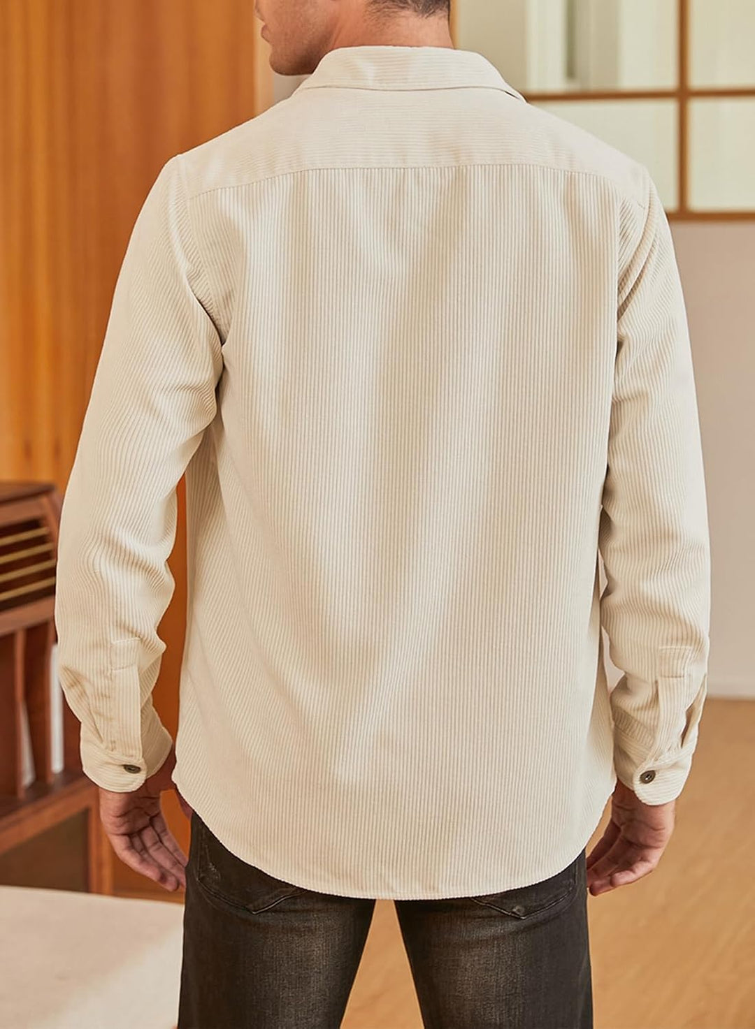 Elegancity Herren Hemd Cord Langarm Freizeithemd Männer Jacke Regular Fit Button Up Hemdjacke Mit Kl