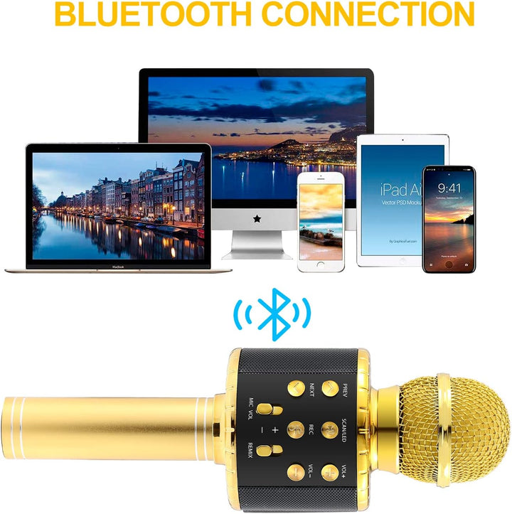 Fede Karaoke Mikrofon, Drahtloses Bluetooth Mikrofon für Kinder, Lustige Geschenke Spielzeug für Tee