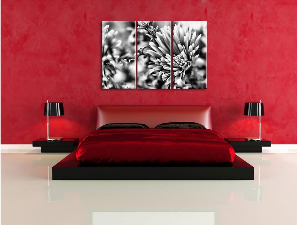 Pixxprint Romantische Blumen als Leinwandbild/Grösse: 3 Teilig (120x80) cm/Wandbild/Kunstdruck/ferti