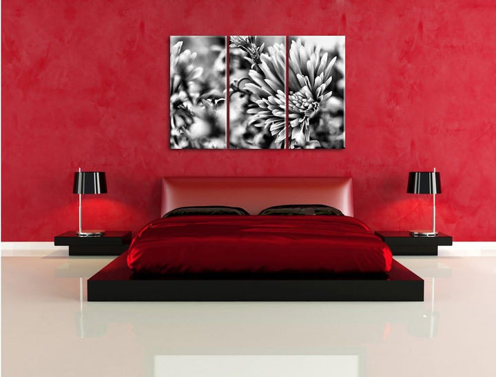 Pixxprint Romantische Blumen als Leinwandbild/Grösse: 3 Teilig (120x80) cm/Wandbild/Kunstdruck/ferti