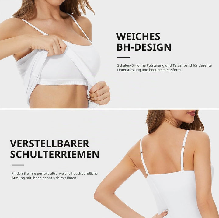 Knuffnee Damen Baumwolle Unterhemd Regal BH Unterhemden Verstellbaren Spaghetti Top 3er Pack S Schwa