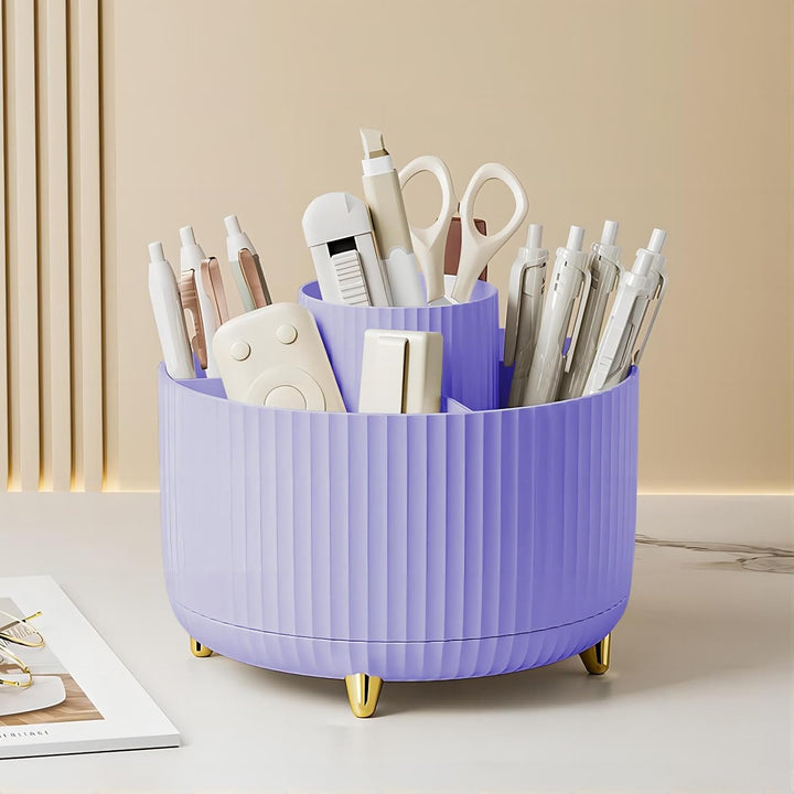 DASITON Make up Kosmetik Organizer mit 5 Fächern,360° Drehbarer Pinsel Organizer,Grosser Kapazität S