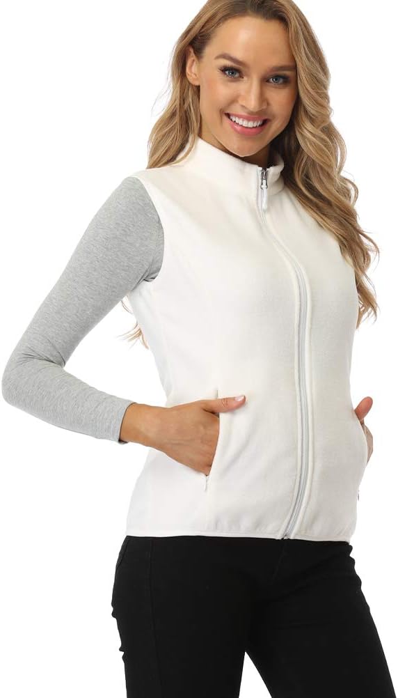 fuinloth Damen Weste Ärmellose Fleeceweste Leicht Stehkragen Weste mit Reissverschlusstaschen XL Elf