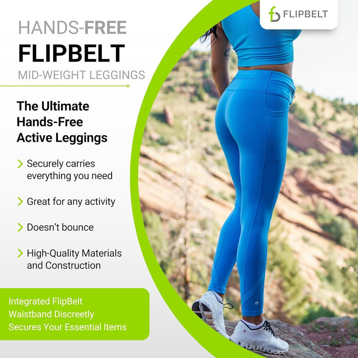FlipBelt Leggings XS Azurblau, XS Azurblau