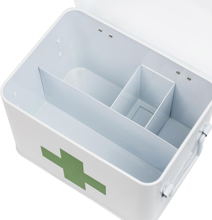 HMF Hausapotheke aus Metall zur Medikamenten Aufbewahrung | 22,5 x 16,5 x 15,5 cm | Weiss 22.5 x 16.