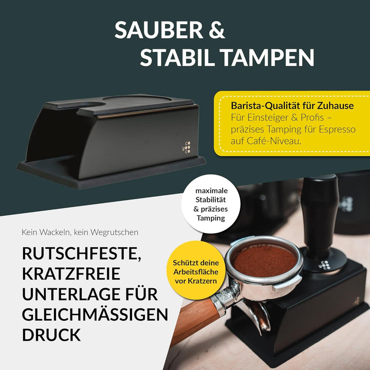 Coyooco Tamperstation für Siebträger - aus Edelstahl & Silikon - rutschfest & Kratzfest (15 × 10 × 6