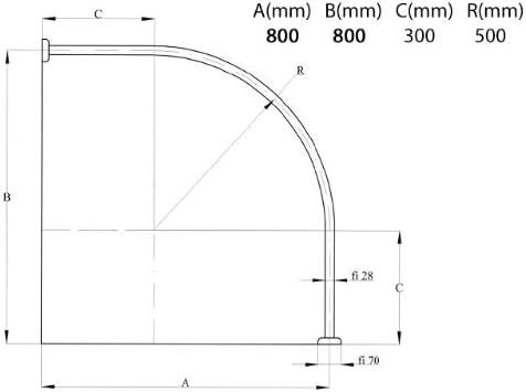 Ekershop ALU EINTEILIG Duschvorhangstange Bogenstange 80x 80 Chrom/Silber Oval Stange Eckduschstange