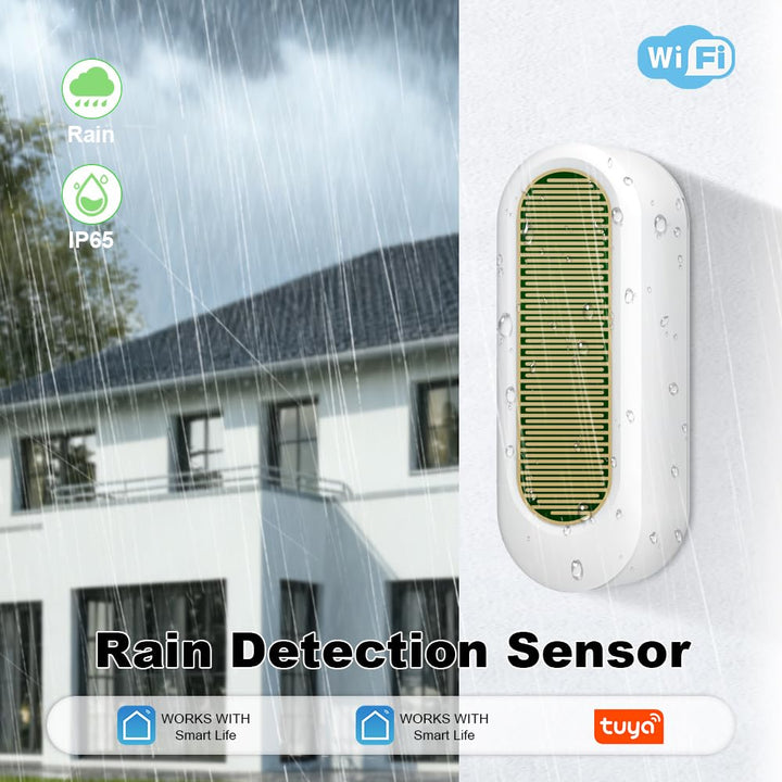Rain Sensor, Tuya WiFi Smart Rain Sensor Real-time Raindrop App-Controlled for Home Automation High