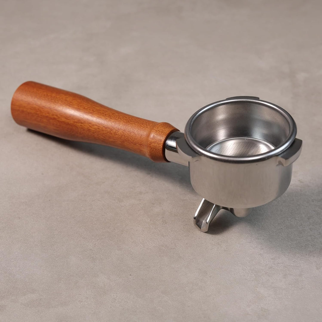 CAPFEI Siebträger 54mm Doppel Auslauf für Sage/Breville Barista BES 870/878/880 Filterkorb mit Walnu
