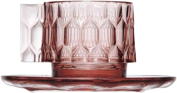 Kartell Jellies Family Tasse und Unterteller, Thermoplastisches Technopolymer, Rosa, 12 x 10 cm Kaff