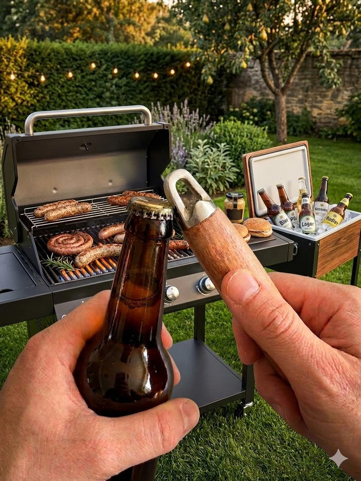 BBQ Grillbesteck Set Rosewood – Premium Edelstahl Grillset mit Zange, Wender, Fleischgabel & Messer