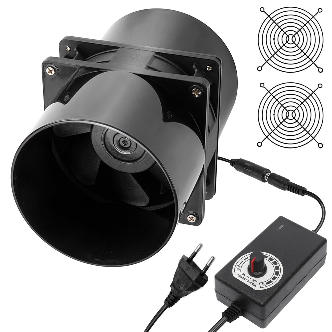 GOMETY Rohrventilator 100mm Lüfter DC12V, Axiallüfter Abluftventilator 100mm mit Geschwindigkeitsreg