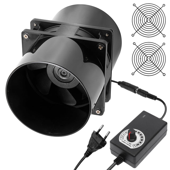 GOMETY Rohrventilator 100mm Lüfter DC12V, Axiallüfter Abluftventilator 100mm mit Geschwindigkeitsreg