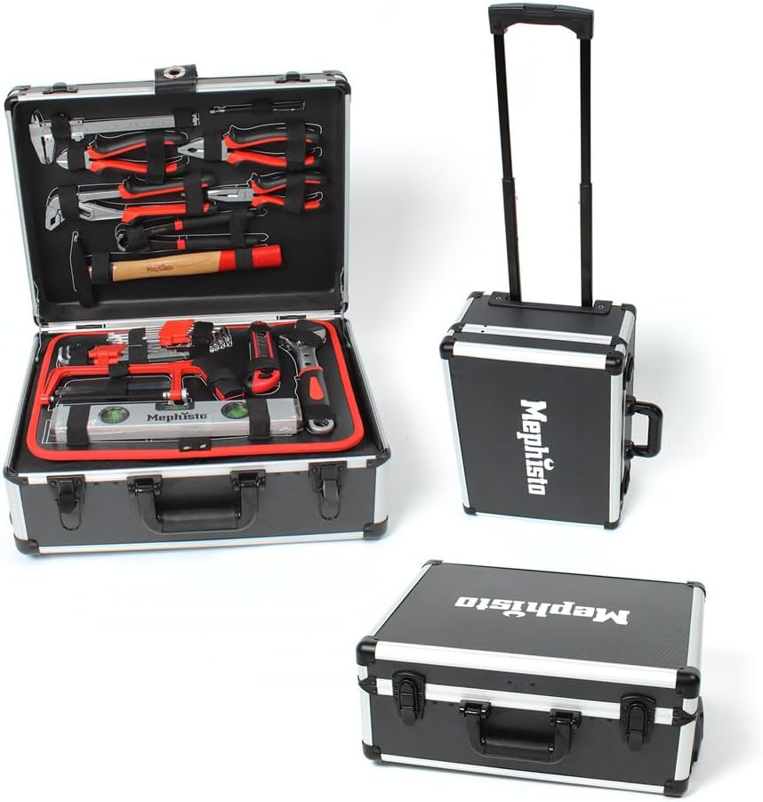 Mephisto Werkzeugkoffer - Werkzeugtrolley - Premium XXL Werkzeugset mit GS und VDE zertifiziertem Ch
