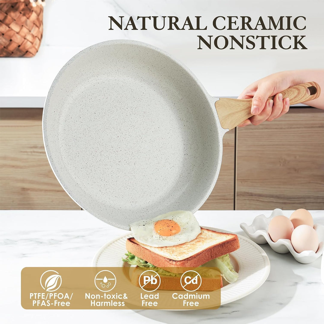 SENSARTE Weiss Keramik 28cm Antihaft Bratpfanne Skillet, Schweizer Beschichtung Omelette Pfanne, Ges
