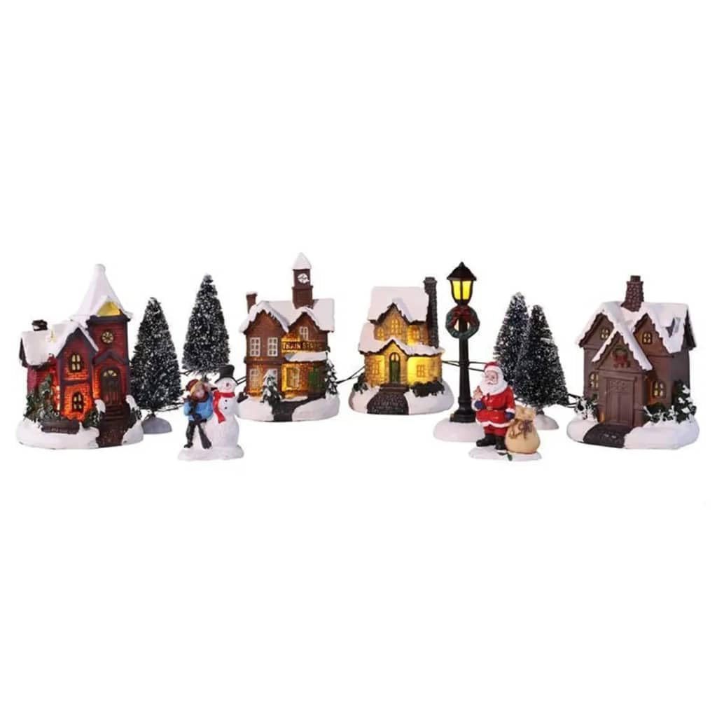 Haushalt International Weihnachtsstadt mit Schneedekoration Weihnachtsdorf LED Lichthäuser 3D Weihna