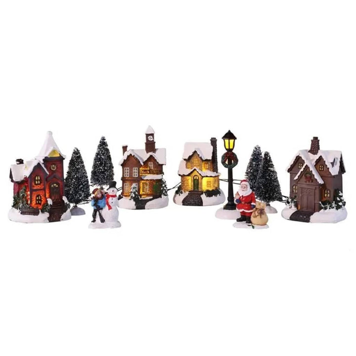 Haushalt International Weihnachtsstadt mit Schneedekoration Weihnachtsdorf LED Lichthäuser 3D Weihna