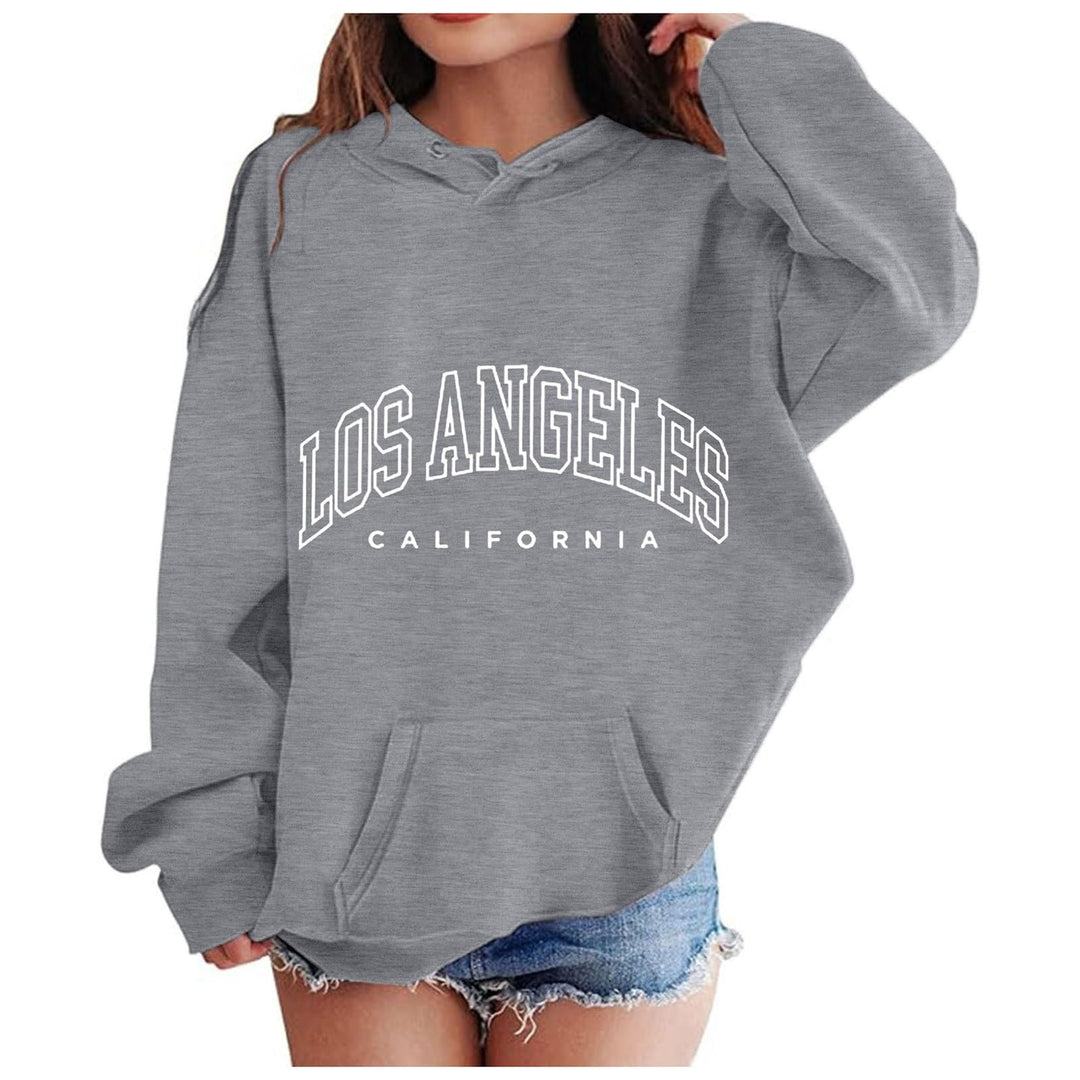 Zofedap LOS Angeles Hoodie Kinder Mädchen Teenager Oversize Kapuzenpullover Sweatshirt mit Taschen L
