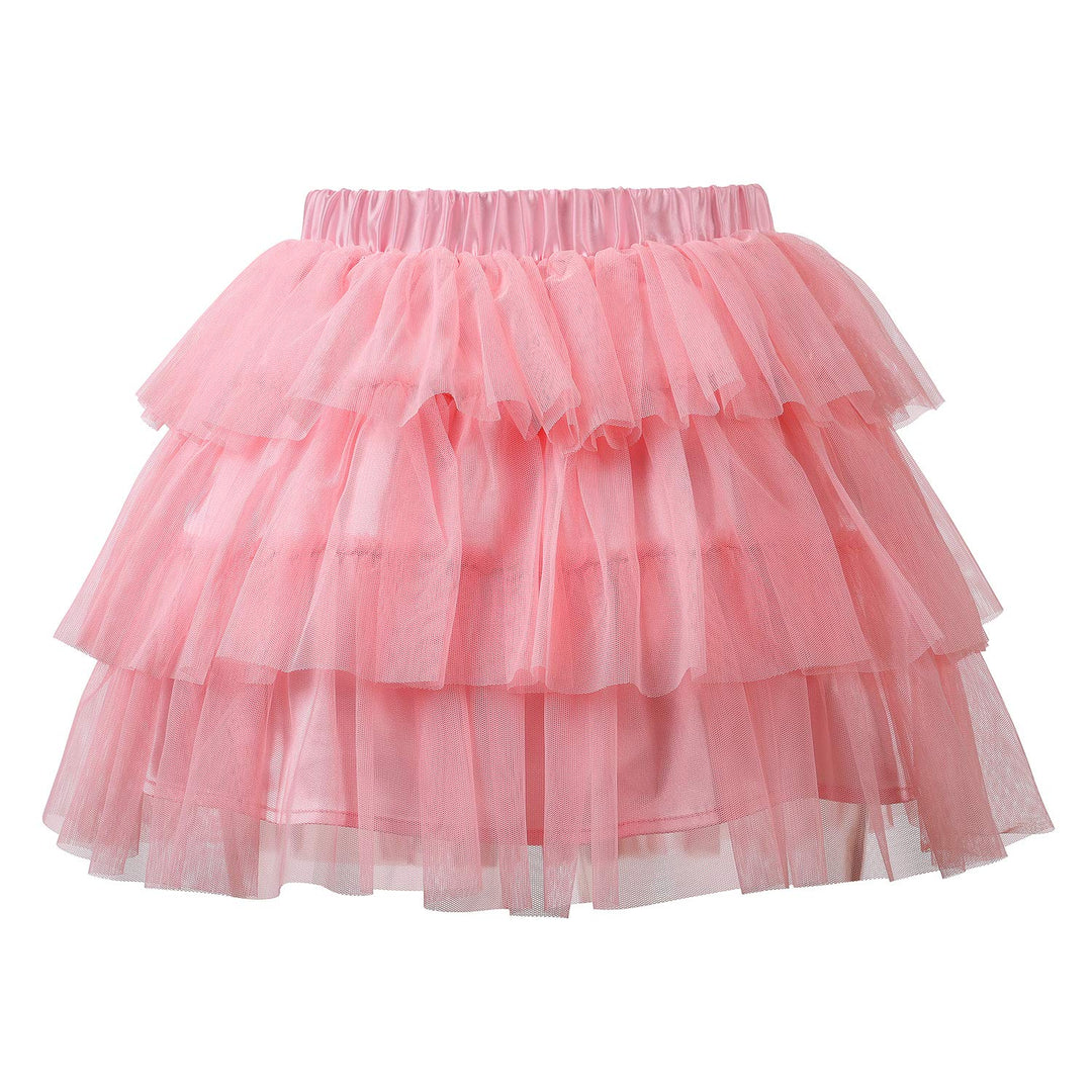 LittleForBig Damen Mesh Tüll Puffy Petticoat Tutu Ballett Bubble Rock Kurzer Ballerina Rock S Rosa,