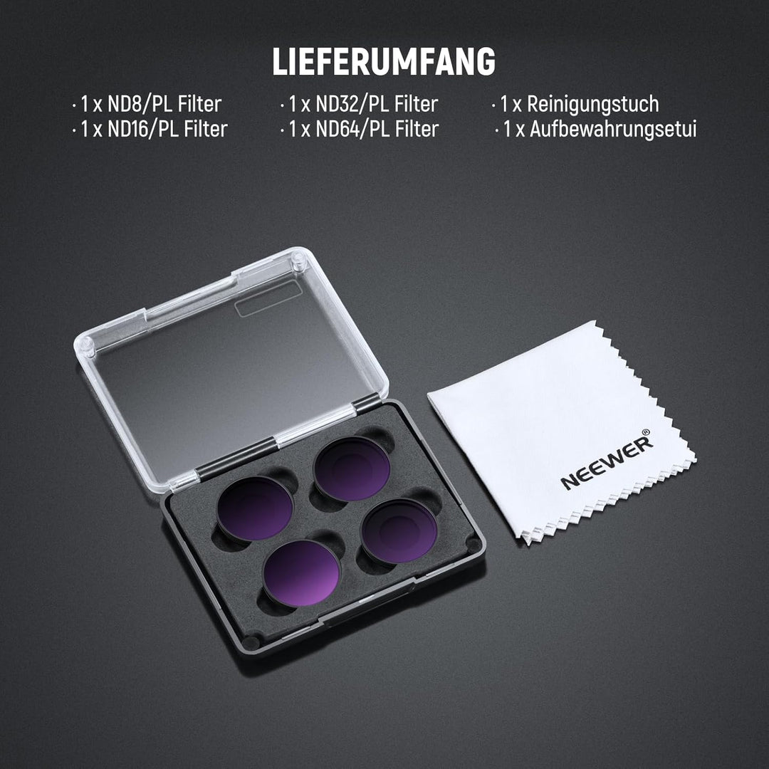 NEEWER Polarized ND Filter Set Kompatibel mit Insta360 GO Ultra (ND8/CPL ND16/CPL ND32/CPL ND64/CPL)