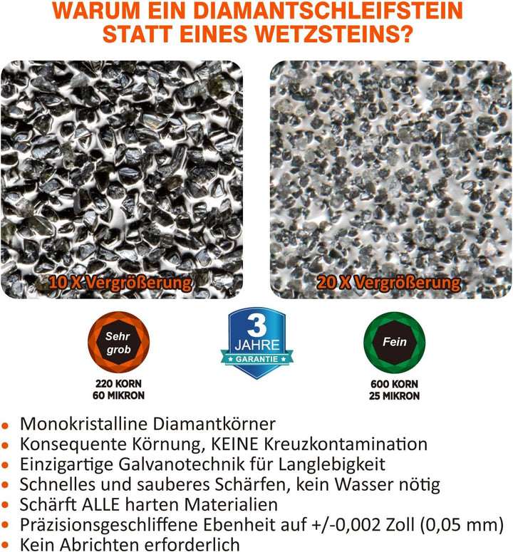 SHARPAL 169H Diamant Schleifstein Extra-Grob 220 / Fein 600 Doppelseitig Wetzstein – Professioneller