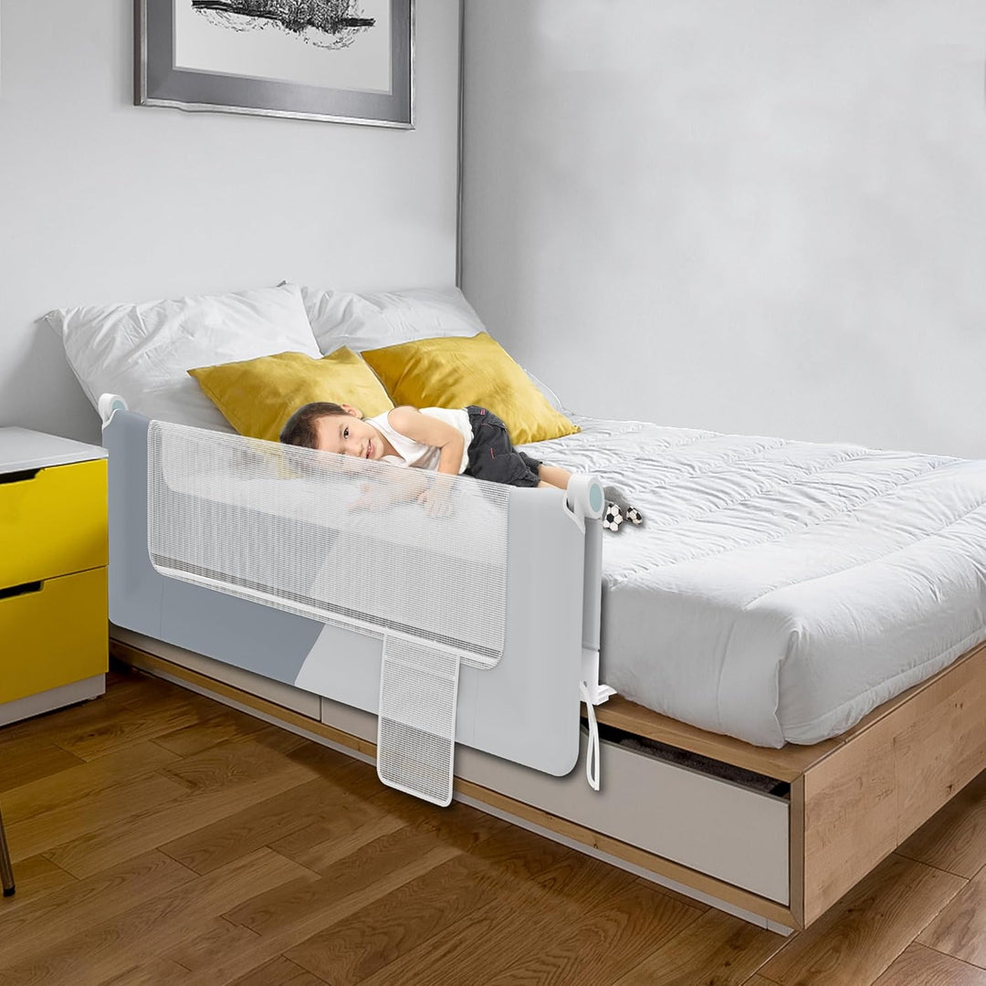 HENGMEI Rausfallschutz Bett 150 cm Bettgitter Bettschutzgitter Kinderbettgitter Zusammenklappbar um