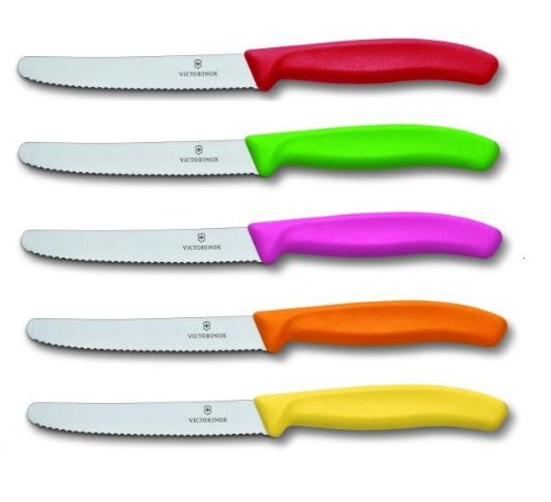 Victorinox Tomatenmesser Swissclassic Rund Well 5er Set Bunt Gemischt, 11 cm, 6.783R.5