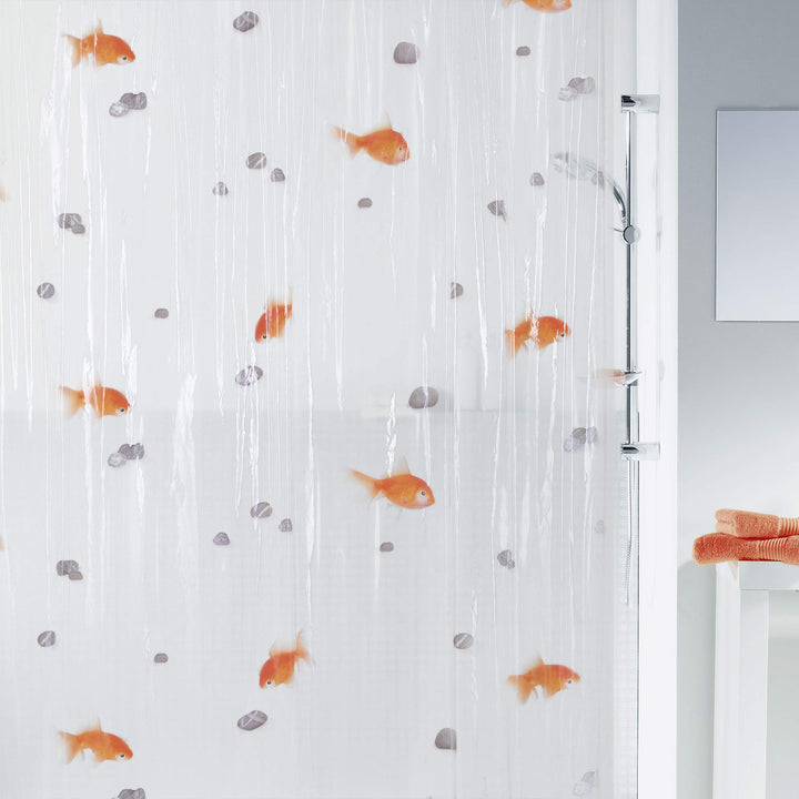 Spirella Anti-Schimmel Duschvorhang Goldfisch Anti-Bakteriell, waschbar, wasserdicht Vinyl 180x200cm