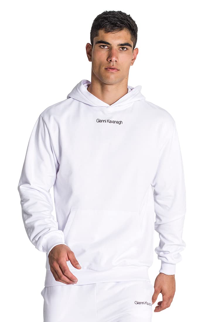 Gianni Kavanagh Herren White Essential Micro Hoodie Kapuzenpulli, White,