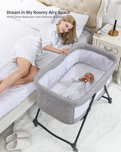 UBRAVOO Faltbares beistellbett Baby, Grab-and-go Baby Bett mit Matratze & Rädern für Neugeborene, Ki