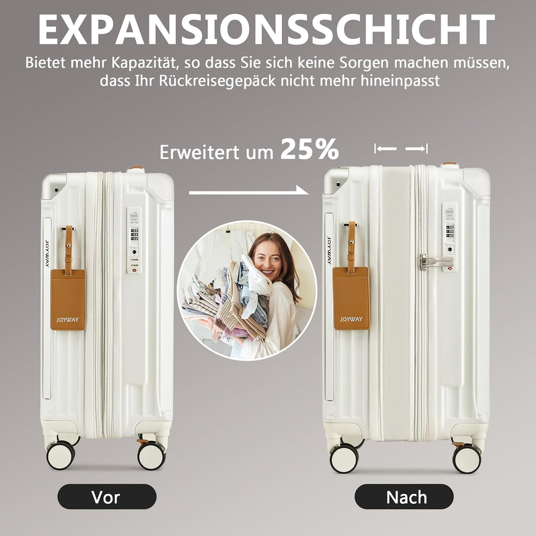Joyway Koffer Trolley Reisekoffer von ABS Hartschalen Trolley mit Getränkehalter und 4 Rollen TSA Sc