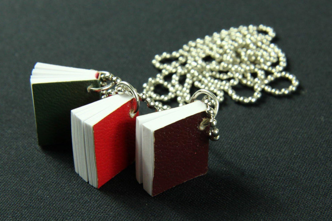 Miniblings 3er Bücher mit Seiten Halskette - Handmade Modeschmuck I Kette mit Anhänger Länge: 80cm -