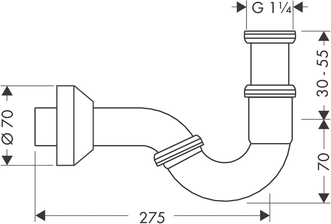 hansgrohe Siphon (Röhrensiphon für Bidet) chrom