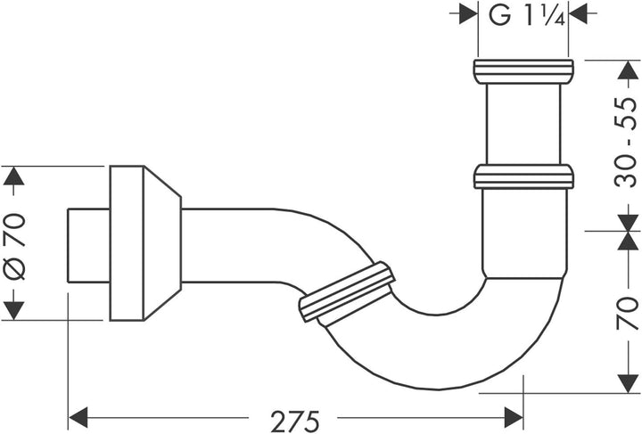 hansgrohe Siphon (Röhrensiphon für Bidet) chrom