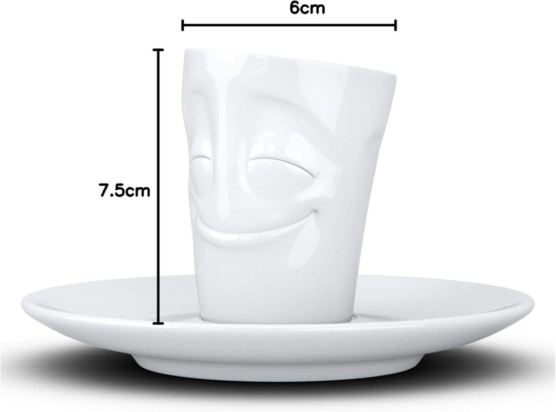 Fifty Eight T02.12.01 Mug Espresso-Mug & Unterteller(vergnügt), Hartporzellan, weiss, Vergnügt
