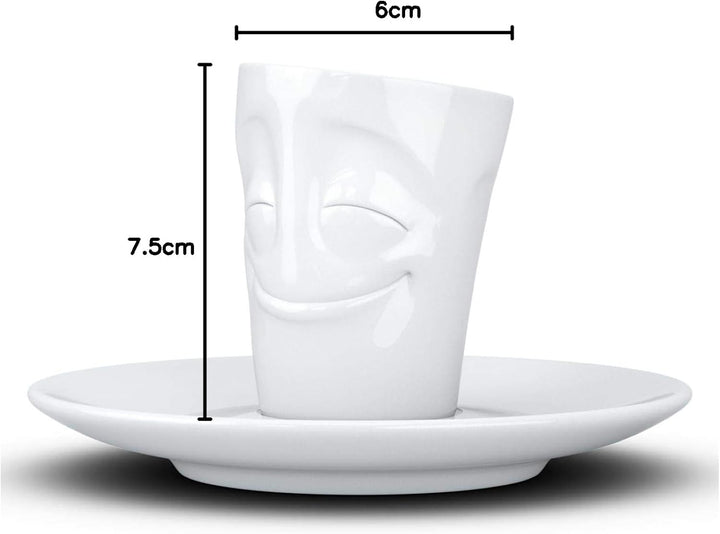Fifty Eight T02.12.01 Mug Espresso-Mug & Unterteller(vergnügt), Hartporzellan, weiss, Vergnügt