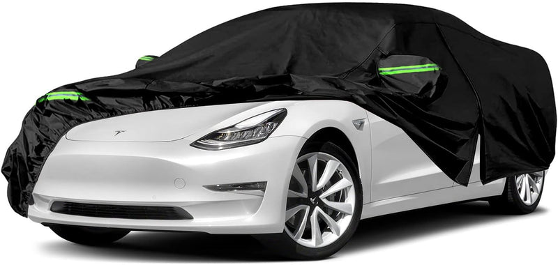 Autoabdeckung Wasserdicht Passend für Tesla Model 3 2017-2024, Atmungsaktiv Vollgarage Autoplane für