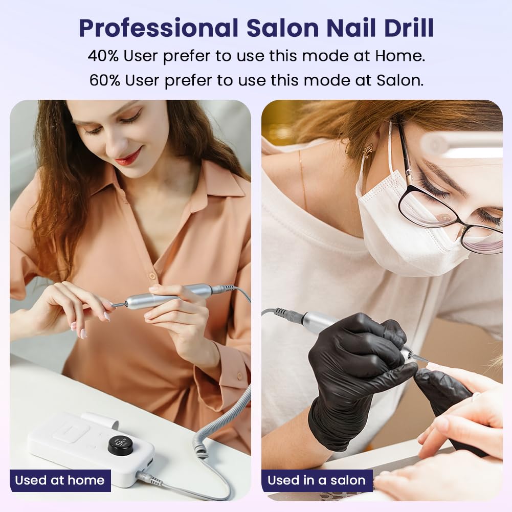 Nagelfräser, Nagelfräser für Gelnägel, 20000 RPM Geschwindigkeitsstufen Einstellbar, Elektrische Nag