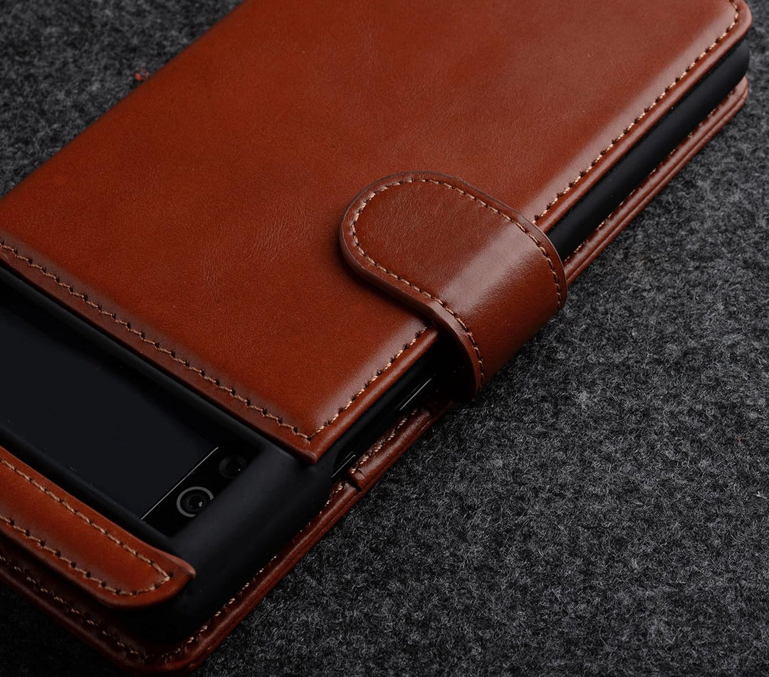 STILGUT Talis kompatibel mit Google Pixel 6 Hülle mit Kartenfach aus Leder, Flip Cover, Wallet Case,