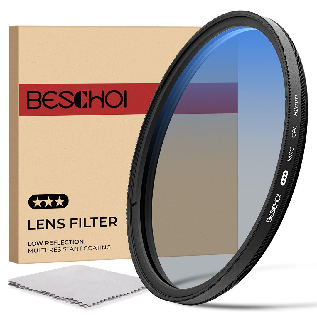 Beschoi Zirkularer Polfilter 49mm CPL Filter,Polarisationsfilter mit 30-Fach Vergütung, 49mm